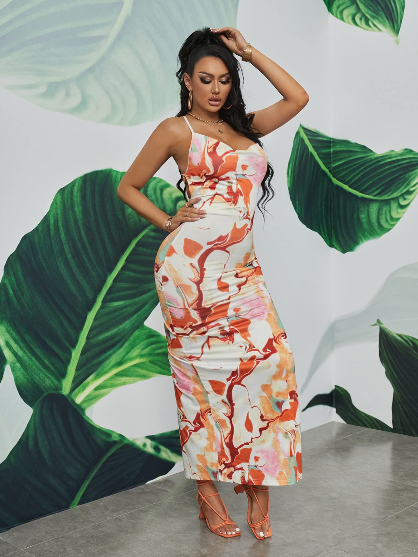 backless split thigh dress Solid Off Shoulder Backless Split Thigh Dress main image 0
