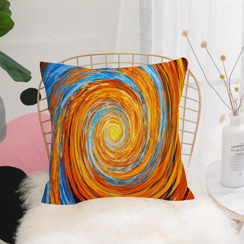 HYOSXW Cushion Cover,Throw Pillow Case Home Decorative for Living Room Bedroom Sofa Chair 16X16 Inch,Fractal,Hippie Style Vortex Spiral Rotary Colorful Chaotic Unusual Turni,Pillowcase 40X40cm