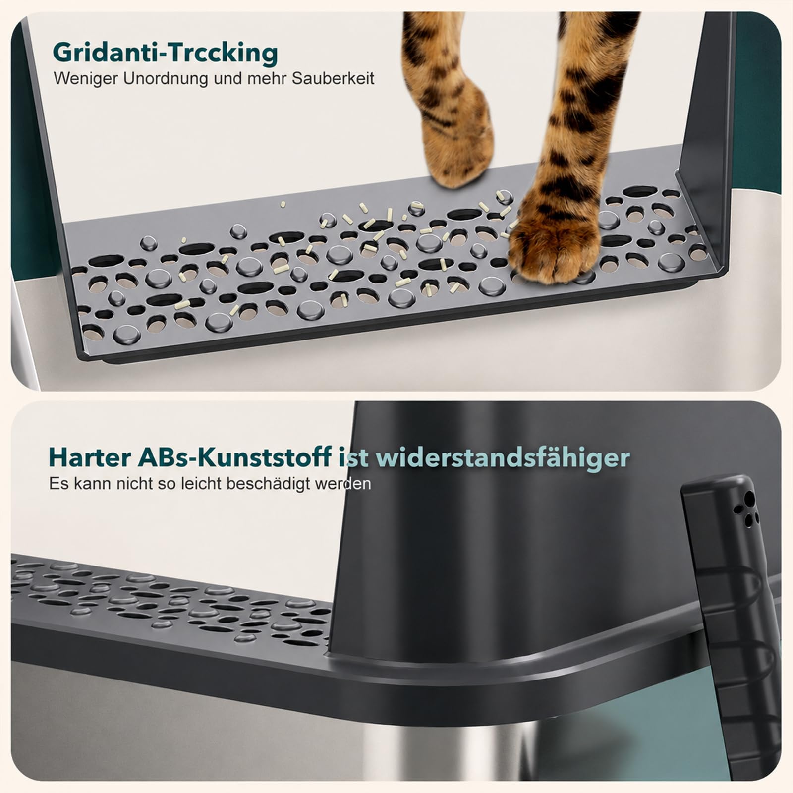 2er Set XXL Katzenklo Edelstahl 60×40×30 cm (37 L) – hoher Rand offene Katzentoilette Edelstahl für große Katzen & Mehrkatzenhaushalte, Metall Katzenklo geruchsfrei, auslaufsicher, inkl. Streuschaufel