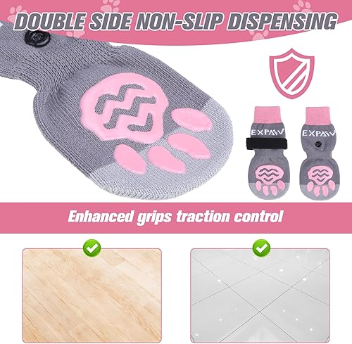 Miniatura 4 de EXPAWLORER Calcetines antideslizantes de doble cara para perros, para pavimento caliente, 3 pares suaves y transpirables, mejor control de tracción