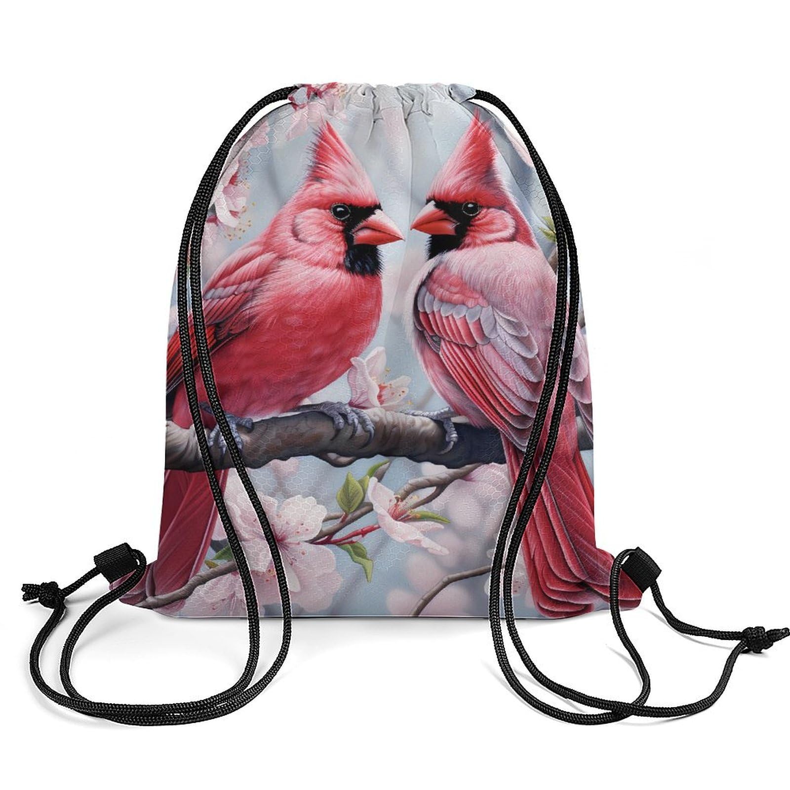 Cardinal Birds Floral Drawstring Backpack Durable Sport Gym Bags Daypack for Men Women 35 * 42cm