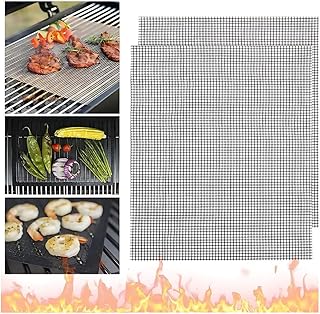 مجموعة مفارش شواء من قطعتين غير لاصقة قابلة لاعادة الاستخدام ومقاومة للحرارة التفلون للشواء والطبخ والخبز والشواء والفرن 40 × 30 سم