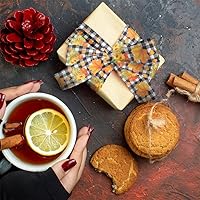 Vista 3 de Hying 2 rollos de cintas de calabaza de otoño para lazos, cintas de borde con alambre de Acción de Gracias, cinta de arpillera a cuadros de búfalo
