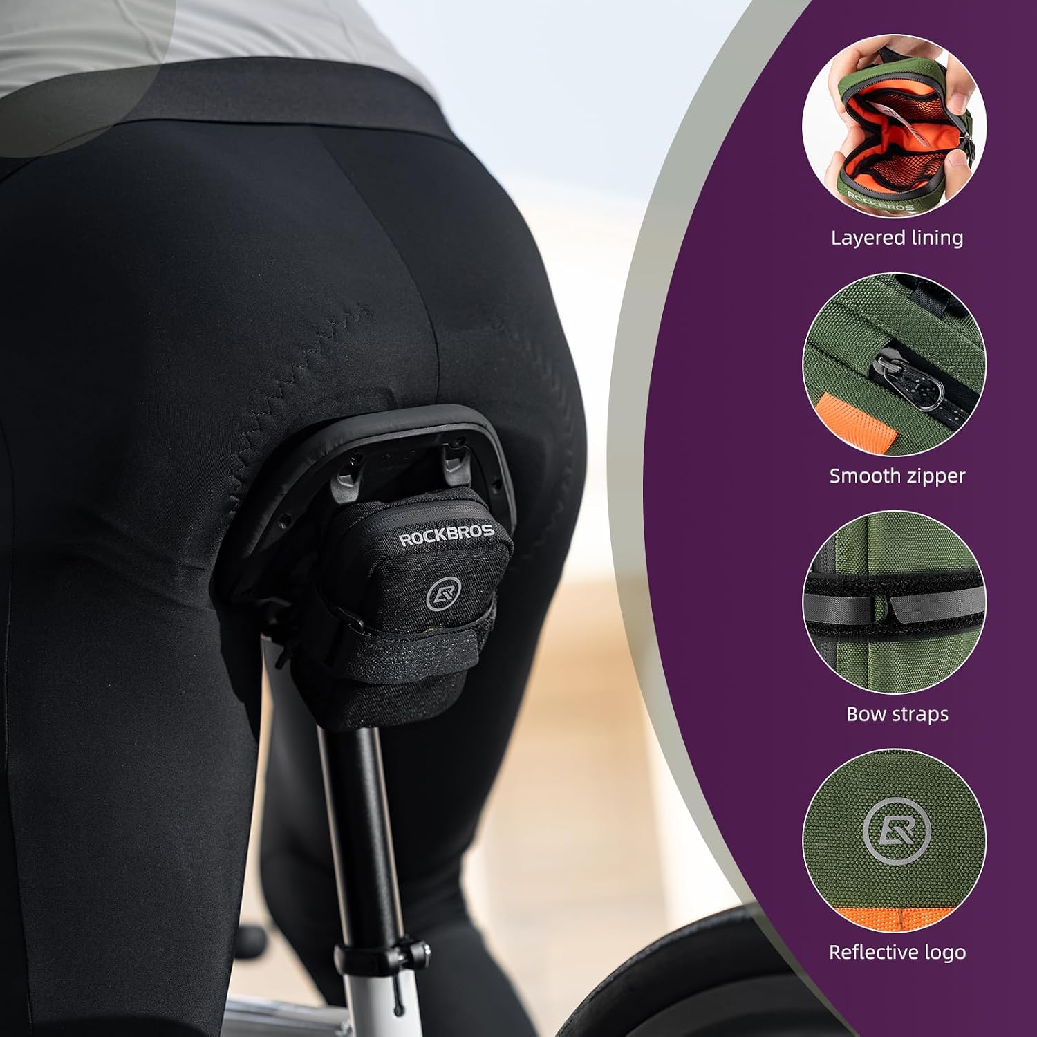 ROCKBROS Bike Saddle Bag, 0.35L Compact Under Seat Bag for Road Bikes image 4