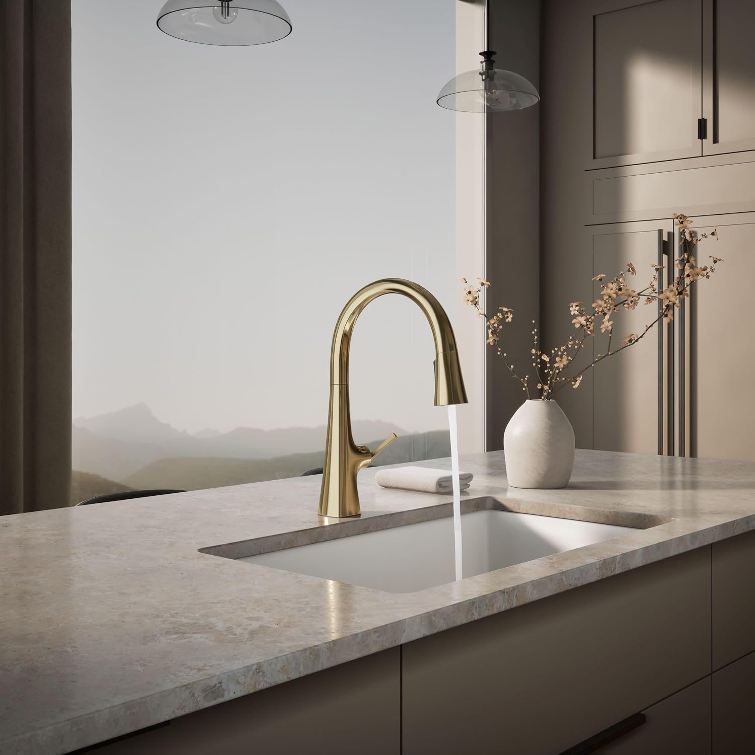 Kohler K-22068-AF Graze Touchless Kitchen Sink Faucet, Vibrant French Gold
