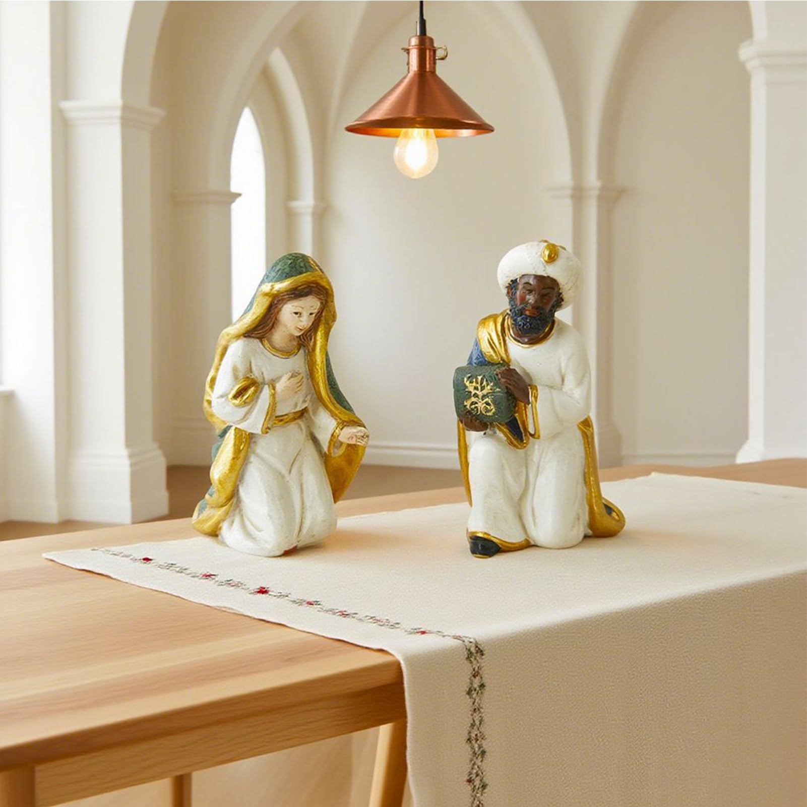 Set di statuette cattoliche cristiane per presepe | Decorazione natalizia per la nascita di Gesù in resina, per famiglie cattoliche, chiesa, casa, tavolo, caminetto, Natale