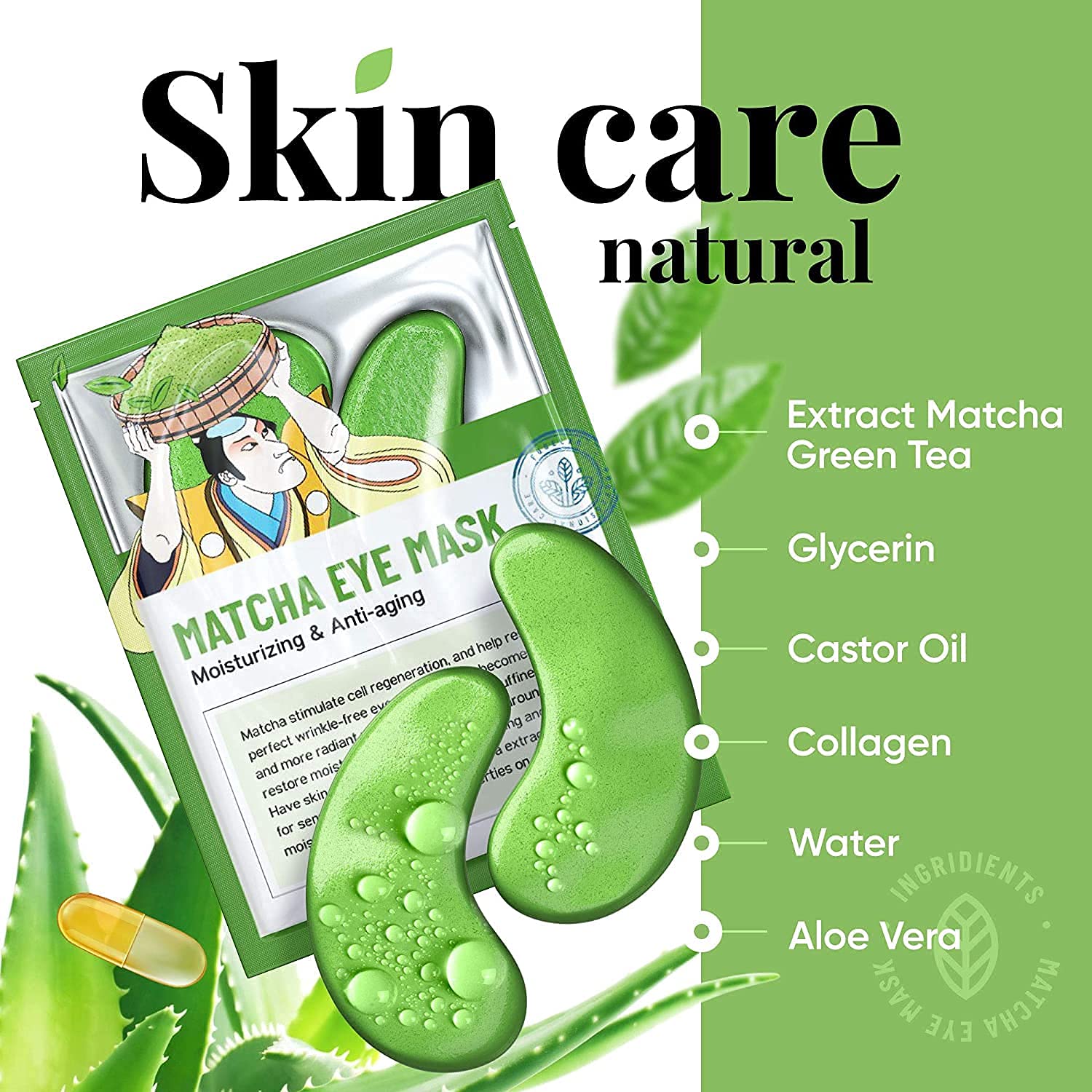 Under Eye Mask – Under Eye Bags Treatment, Moisturizes With Green Tea Anti-Aging Effect, Eye Mask for Puffy Eyes, Matcha Extract Under Eye Gel Pads For Dark Circles Reducing : Beauty & Personal Care