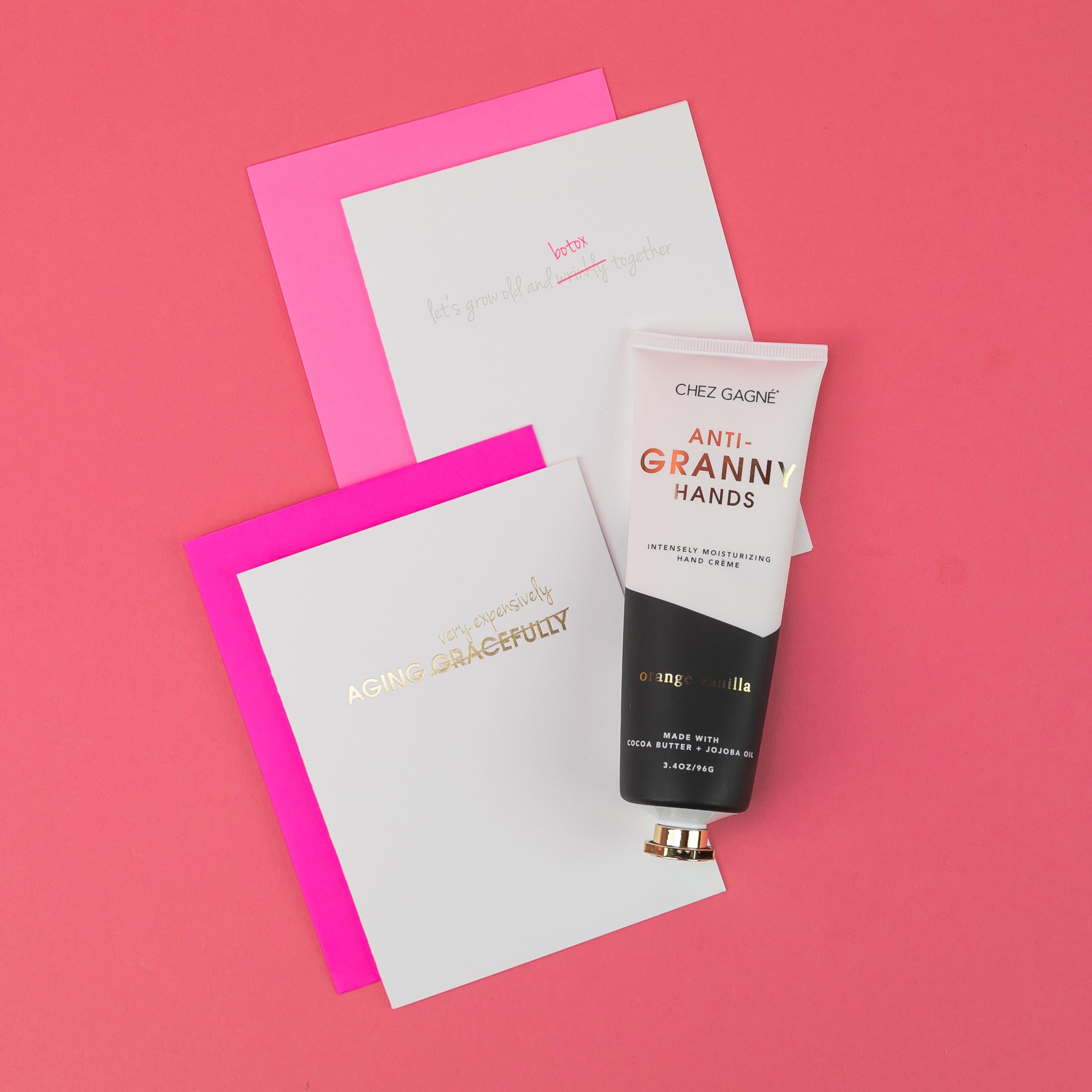 Chez Gagné Intensiv feuchtigkeitsspendende, vegane Handcreme (96 ml), Jojobaöl, Kakaobutter, nicht fettend, schnell einziehend, hergestellt in den USA, Anti-Oma-Hände, Muttertag, lustiges Geschenk für
