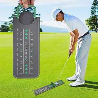 HILIVESVALUE Golf Precision Distance Putting Drill, 2023 New Golf Training Putters, Portable Putting Gate Practice Tool, Green Golf Putting Mat, Precision Distance Control & Instant Feedback