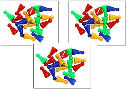 YASHVIN Pack of 3 Ludo DICE and TOKEN Set / LUDO GOTI Standard Size (Multicolor) for Ludo Snake and Ladder Or Board Game Party & Fun Game Board Game Accessories || SBU25