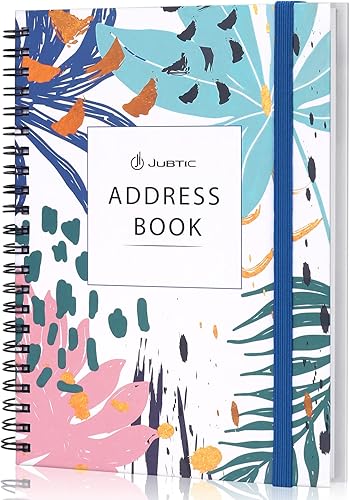 Miniatura 1 de JUBTIC Libreta de direcciones y contraseñas con pestañas alfabéticas, organizador de direcciones encuadernado en espiral para contactos, inicio de