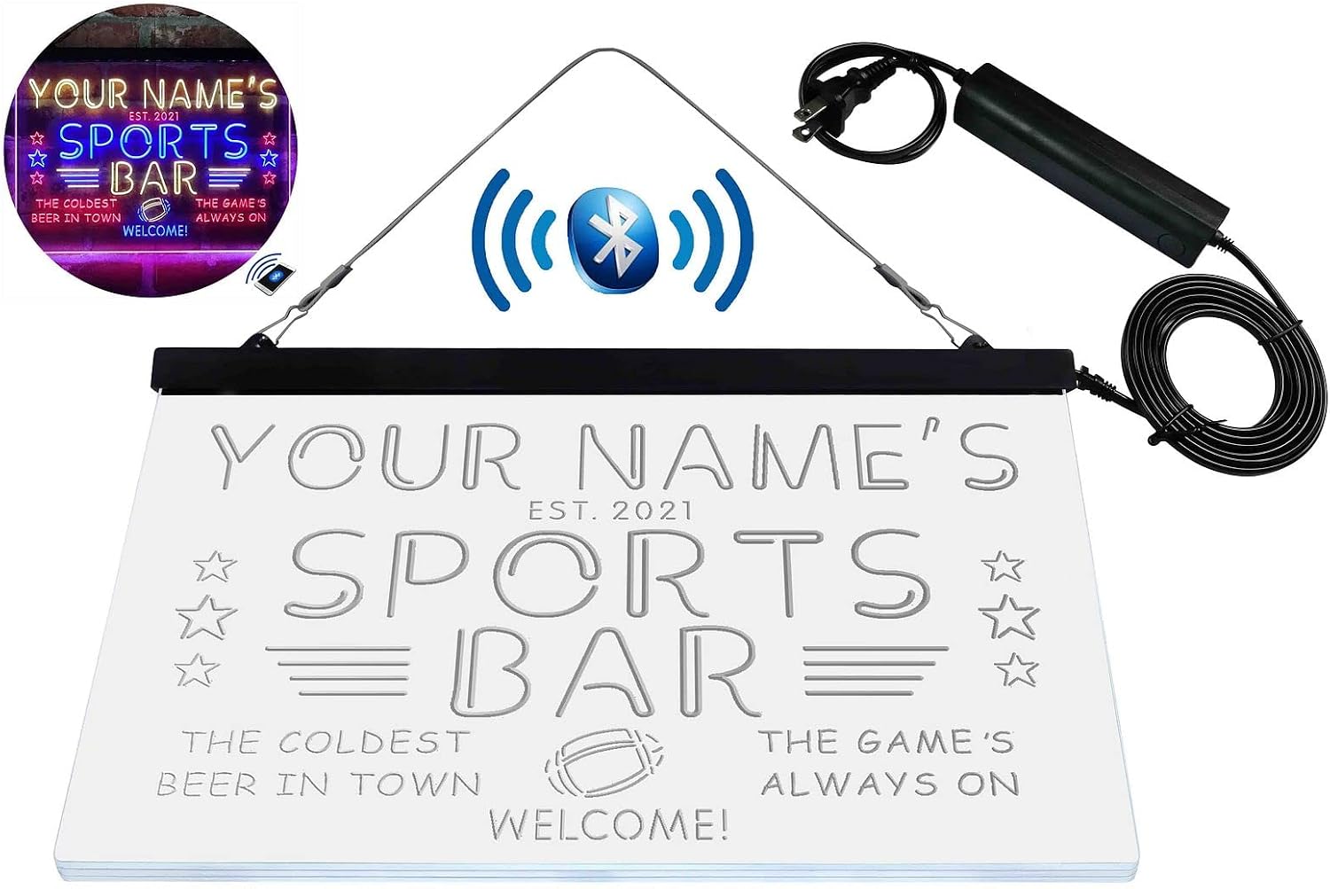 Personalized Sports Base Home Bar Tri-Color LED Neon Light Sign Customize Name Date Text Quote Font Red & Blue & Yellow 17.7 x 13.6 Inches st9s43-tj1-tm-rby