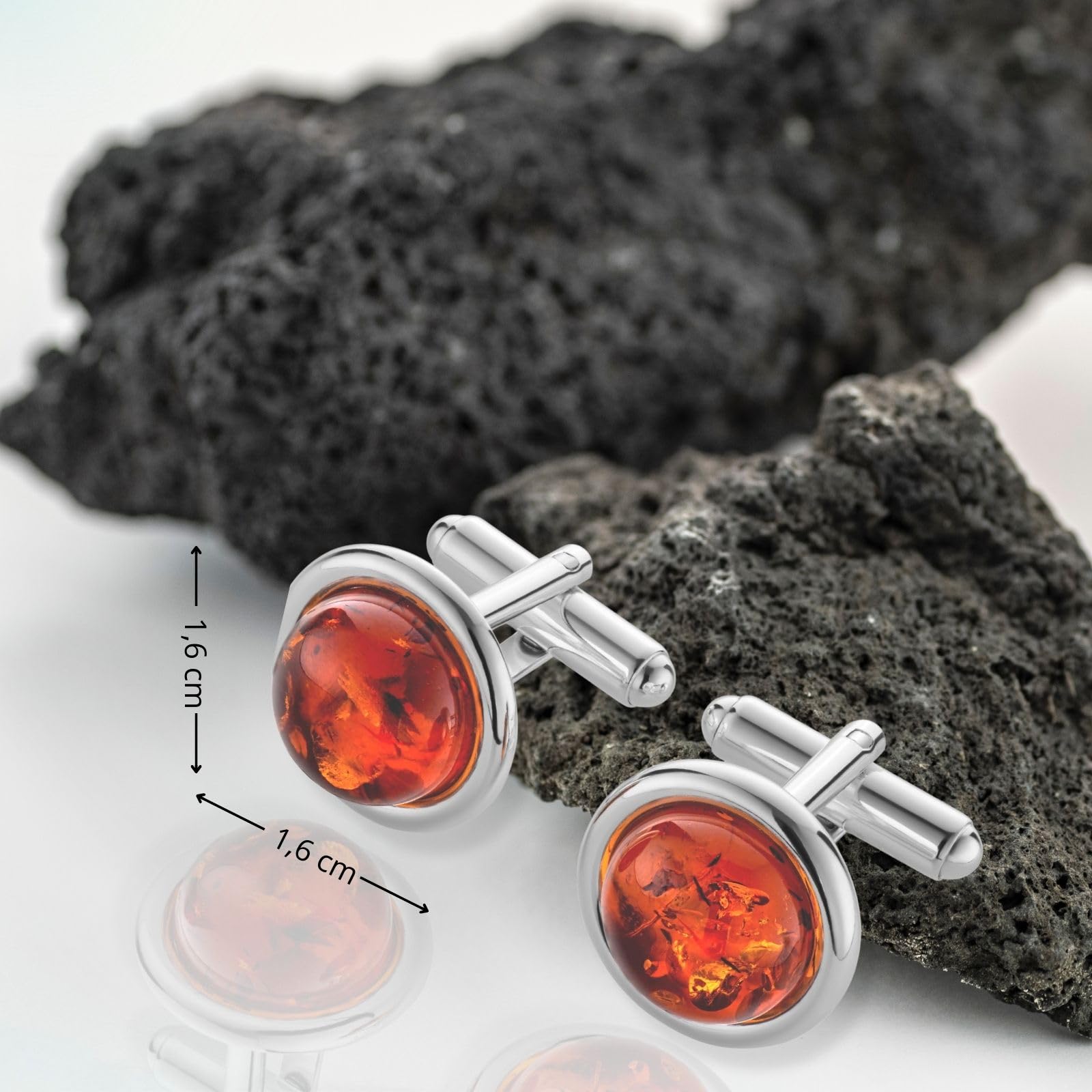 Gemelli Da Uomo In Argento Sterling 925 Con Ambra Confezioni Raffinate