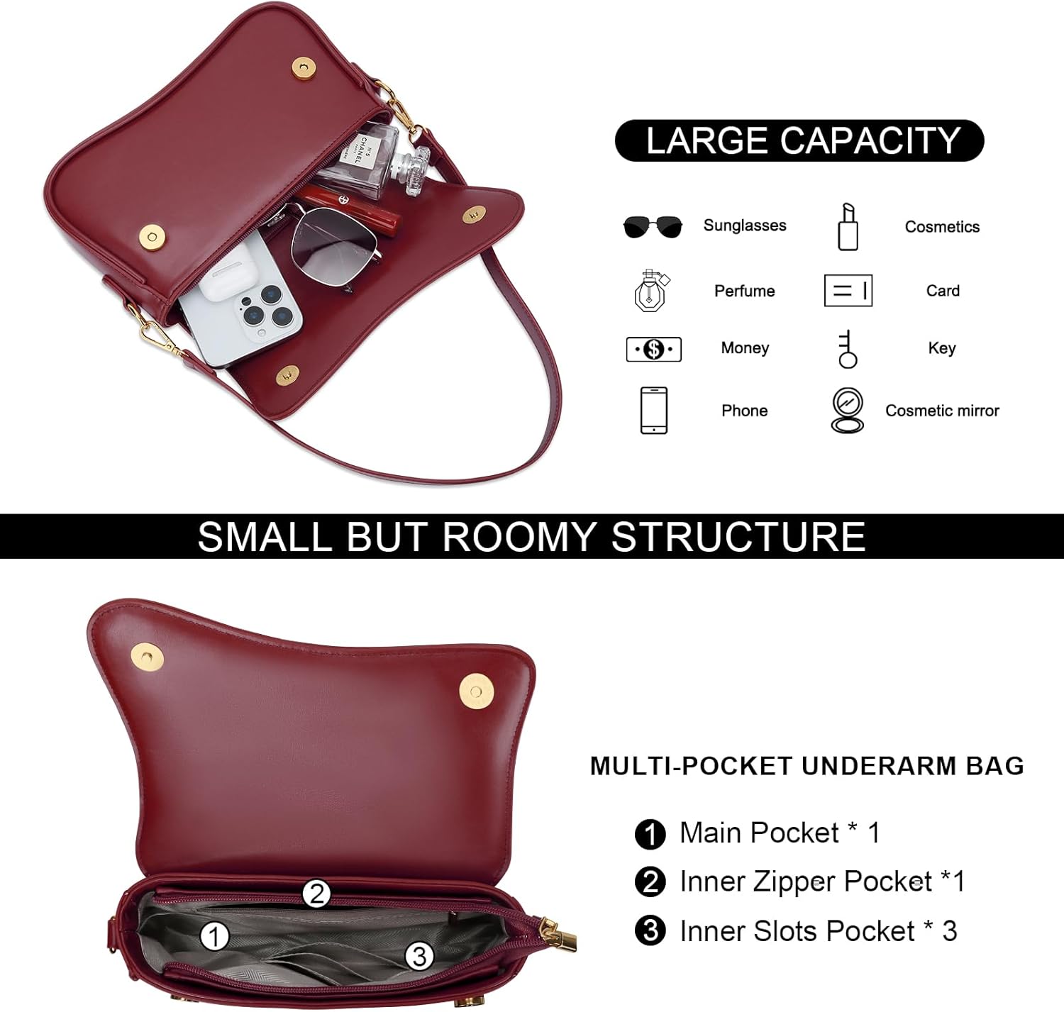 KKXIU Shoulder Bag for Women Small Clutch Purses Cute Hobo Handbag Trendy Underarm Bag - Image 4