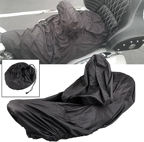 Miniatura 4 de Nylon negro motocicleta impermeable asiento lluvia cubierta con respaldo del conductor para Harley Touring Street Glide Road King Electra Road CVO