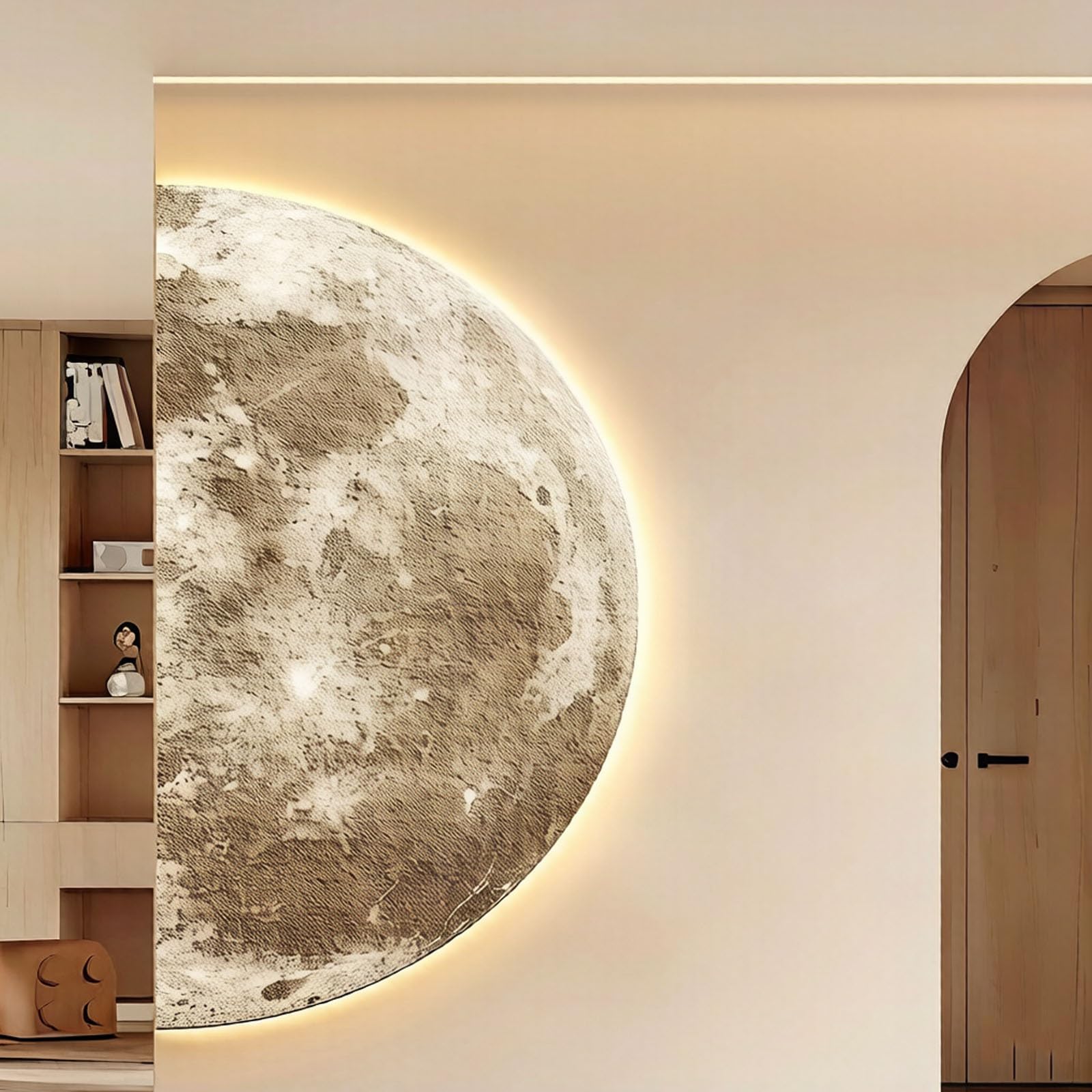 RASJCGRCOA Sandstone decor 3d wall art painting with led light large wall sculpture entrance foyer decorative modern remote control Plug-in power supply(B,23.6 * 47.2in/60 * 120cm)