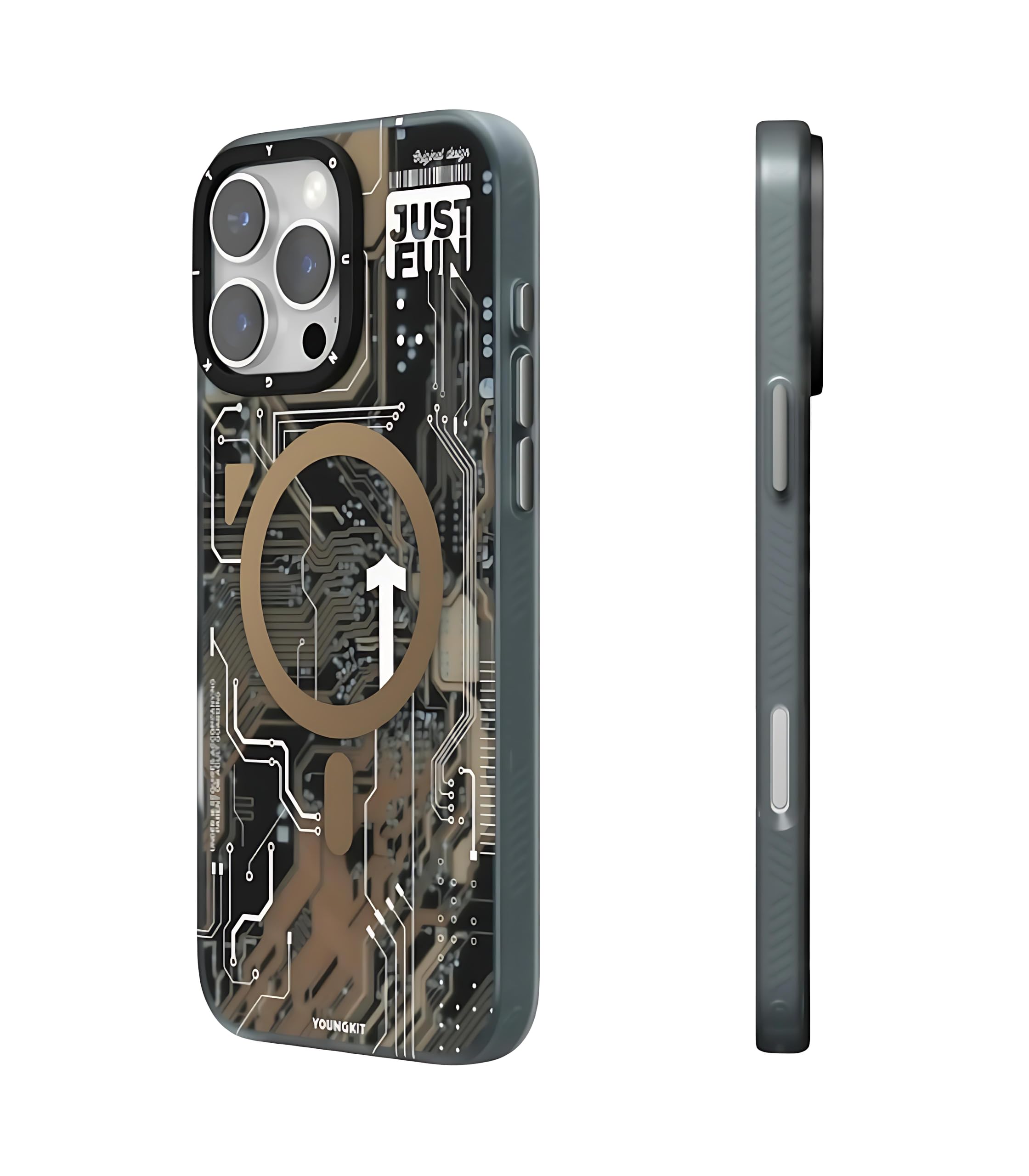 BUCKSAA Futuristic Circuit Case for iPhone 16 Pro Max Compatible