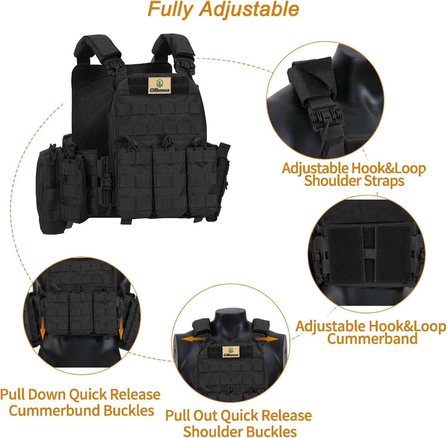 Tactical Vest Quick Release for Men Outdoor Molle Airsoft Vests Adjustable Breathable Weighted Gear for CS/Training - Image 5