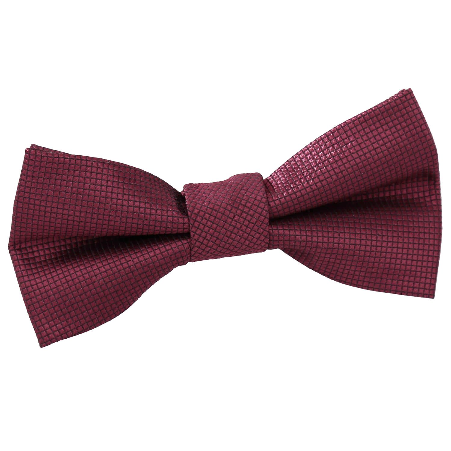 Dqt Boys Burgundy Solid Check Pre-Tied Bow Tie - Wedding Page Formal