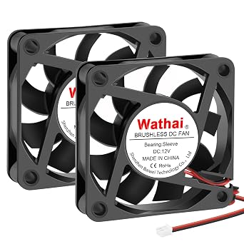Wathai DC Exhaust Fan 60mm x 60mm x 15mm 12V 2Pin Brushless Cooling Fan