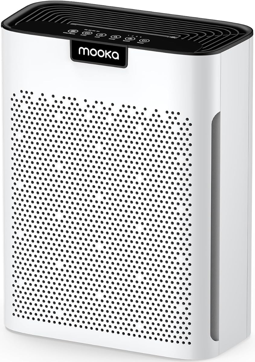 Air Purifiers for Home Large Room 2200 Ft² with Washable Filters, MOOKA H13 HEPA Air Purifier for Home Pets Bedroom with Fragrance, Air Cleaner for Smoke Dust Pollen Pets Hair Odor, KJ190L White