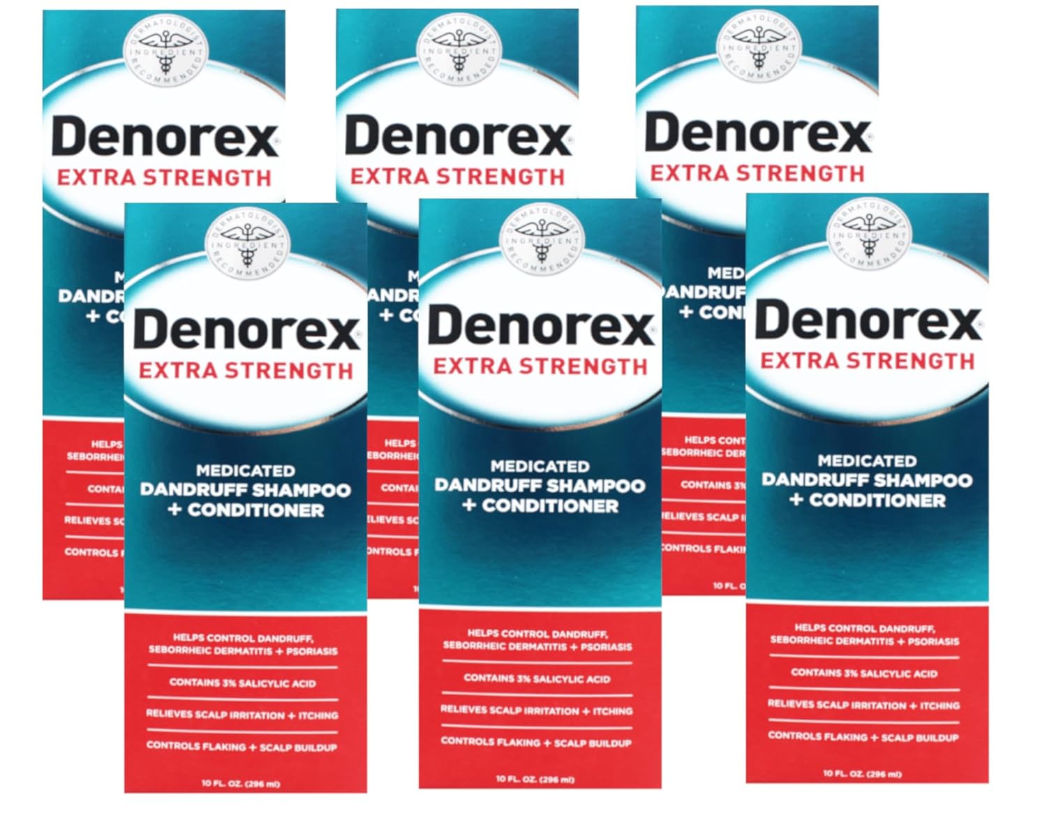 Denorex Extra Strength Dandruff Shampoo + Conditioner 10 oz (Pack Of 6)