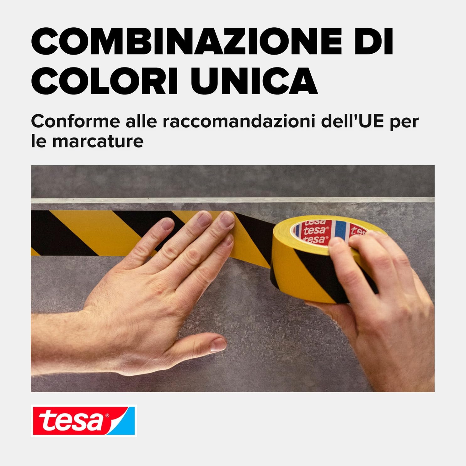 tesa® Signal Premium Nastro da Segnalazione, 66m x 50mm, Giallo/Nero