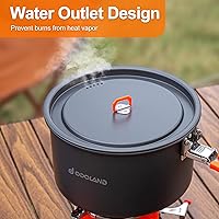 Vista 5 de Odoland Kit de utensilios de cocina para camping, antiadherente, ligero, juego de ollas y sartenes con bolsa de malla para mochileros, cocina al