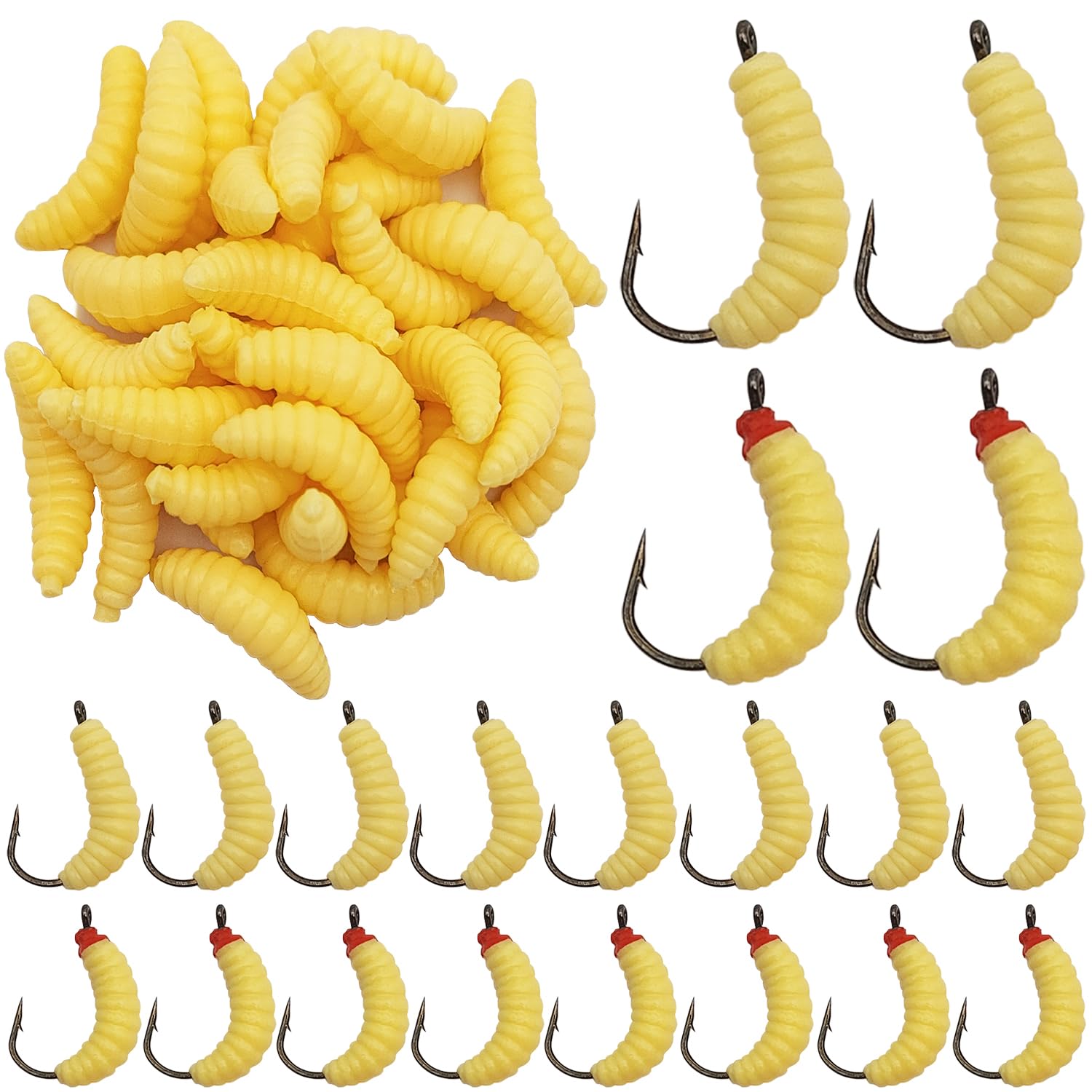 セ*ノ様 【当時物】maggot baits 販促品セット 100 Pcs Bass Fishing Worms Lures, Silicone Soft Plastic Maggot