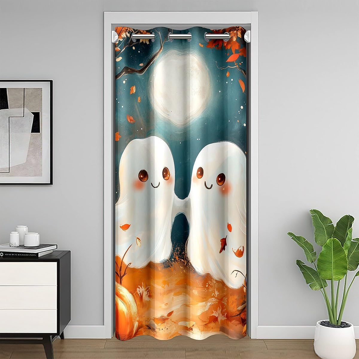 Castle Fairy Gothic Skull Door Curtain 1 Panel 34" W X 80" L Bat Red Rose Flowers Print Doorway Curtain for Closet Door Outdoor Black White Paisley Plaid Door Drape for Bedroom Privacy