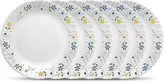 La Opala Diva Classique Collection Opal Glass Crockery | Full Plate Set of 6 | Twilight Bouquet Design | for Dining & Gift Price In India