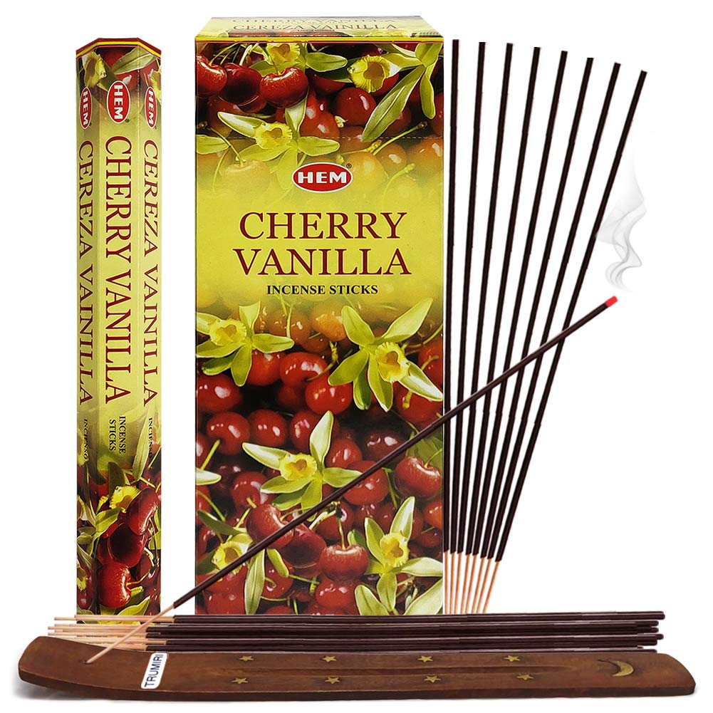 Cherry Vanilla Incense Sticks and Incense Stick Holder Bundle Insence Insense Hem Incense Sticks