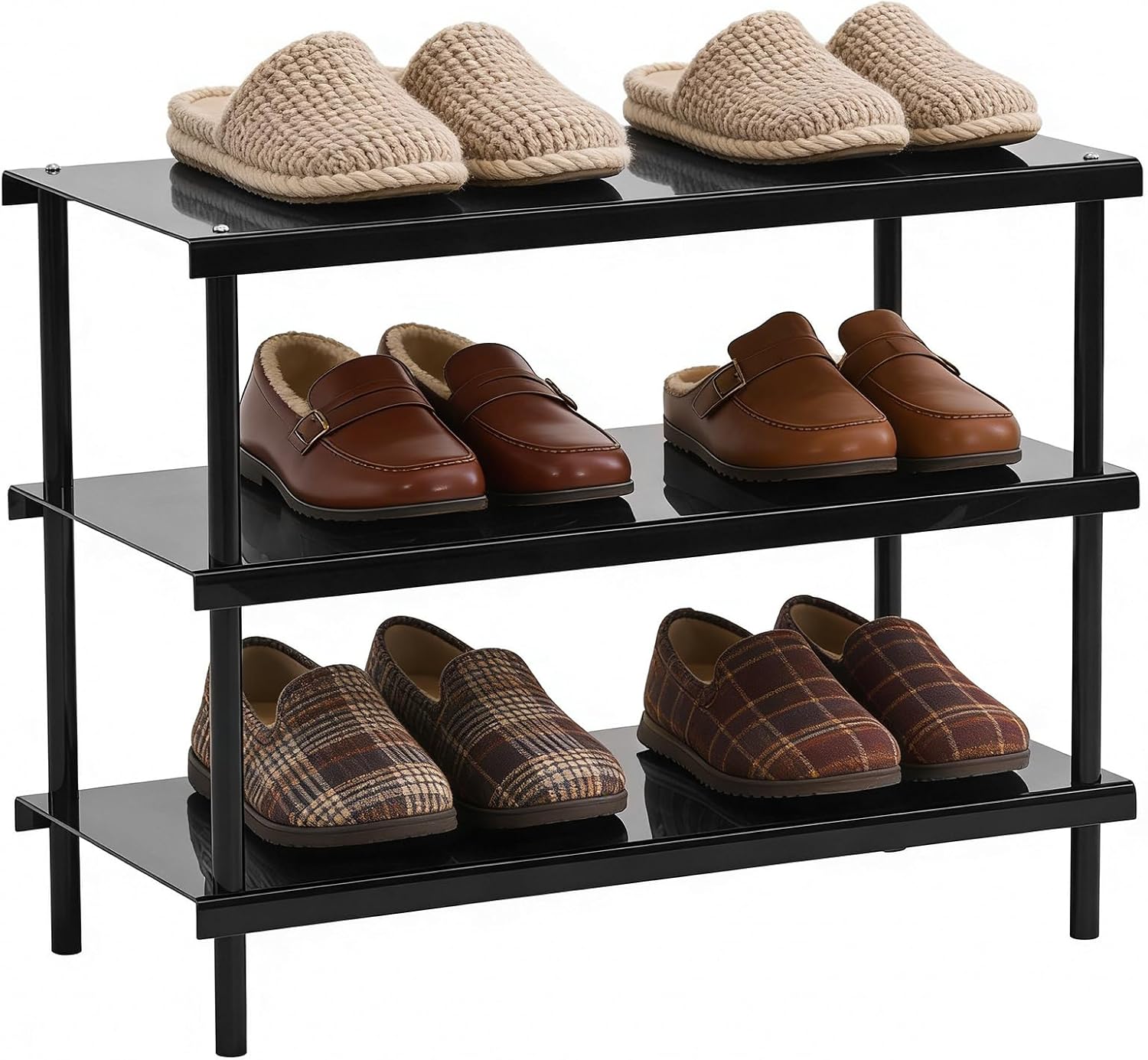 Clear Acrylic Shoe Rack 3 Tiers Organizer for Bedroom Entryway Freestanding Easy Assembly Shoes Shelves Storage in Closet