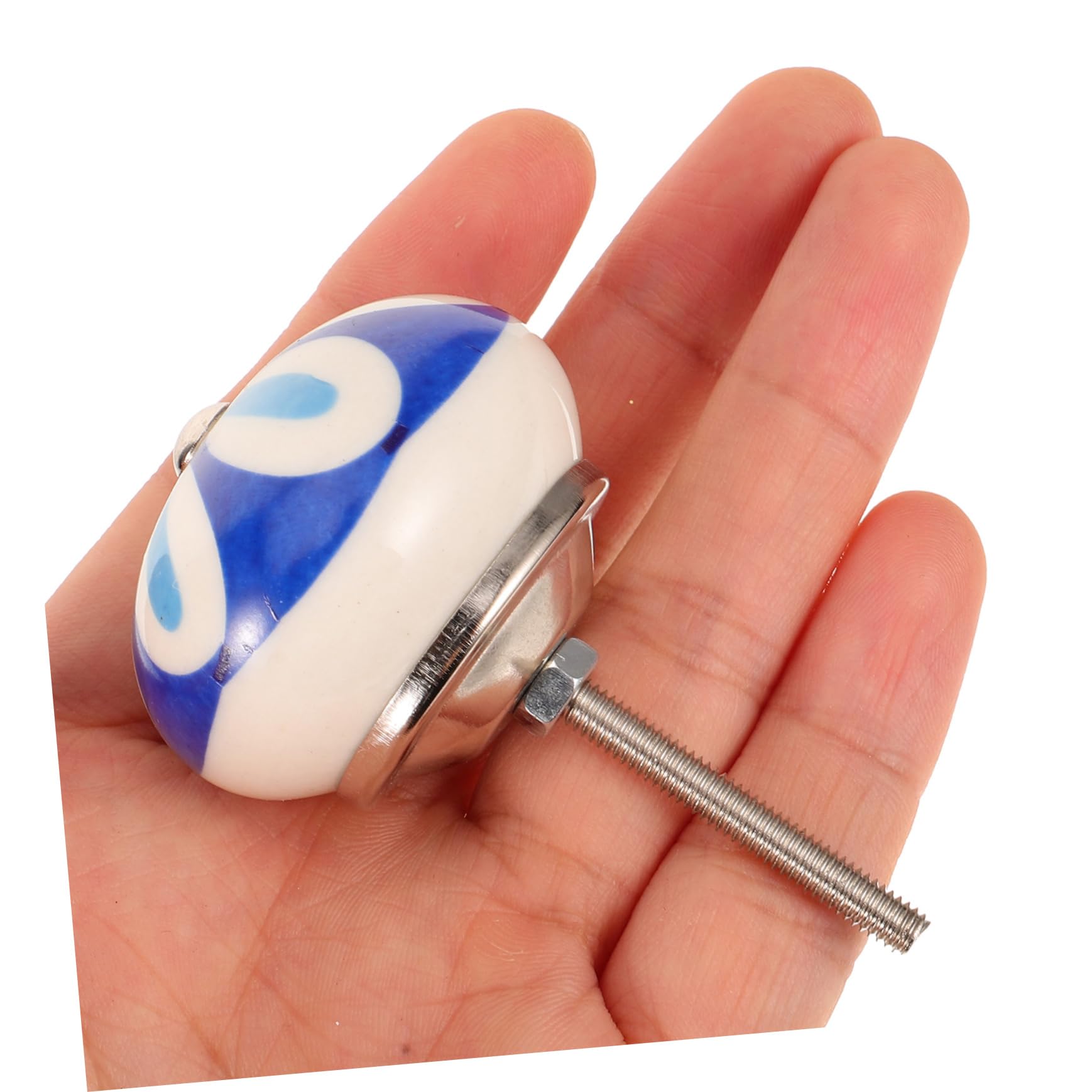 SHINEOFI 6pezzi Pomello Per Mobile in Ceramica Pomello Per Cassetto Foro Singolo Design Rotondo Adatto Mobili Armadi e Altro