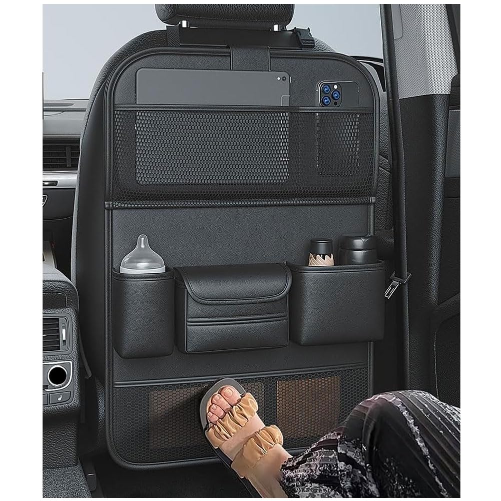 Coche Organizador Asiento Trasero para Tesla Model 3 Model S Model X Model Y, con Mesa Plegable Bolsa Almacenamiento Impermeable Protector Respaldo Accesorios,A/Black