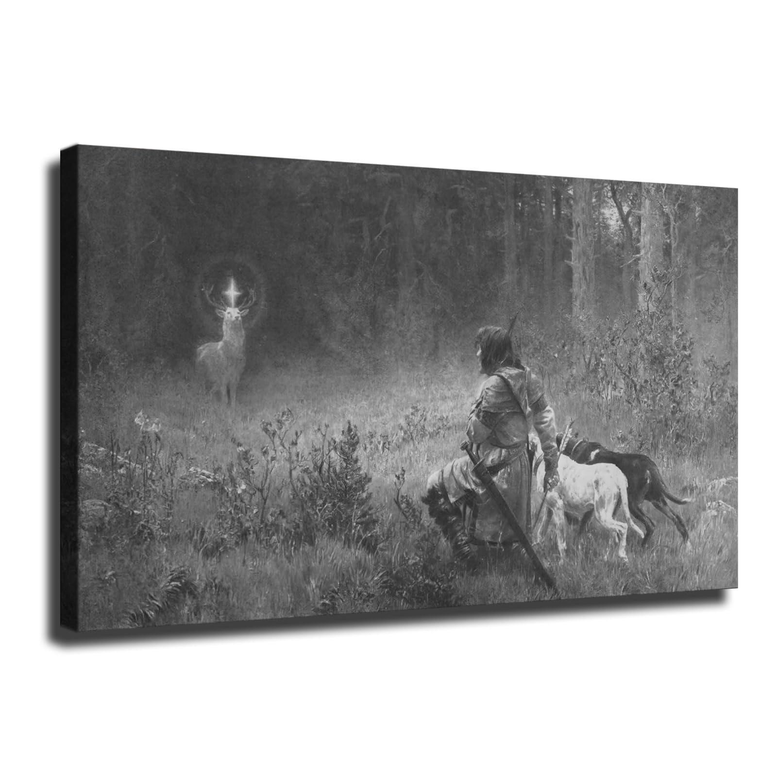 LajUuThe Vision of St Hubert Poster Canvas Print Wall Art Modern Room Living Room Bathroom Kitchen Bedroom Aesthetic Decor (08x12inch-No Framed)