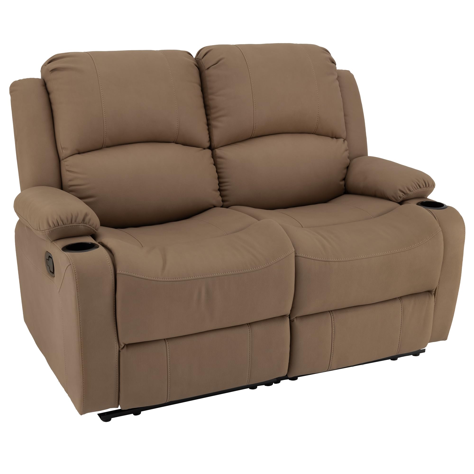 Camper Comfort Faux Suede Leather Reclining Chair, Cappuccino, 58" Wide x 41" Tall x 30" Deep, Wall Hugging Fit for RVs