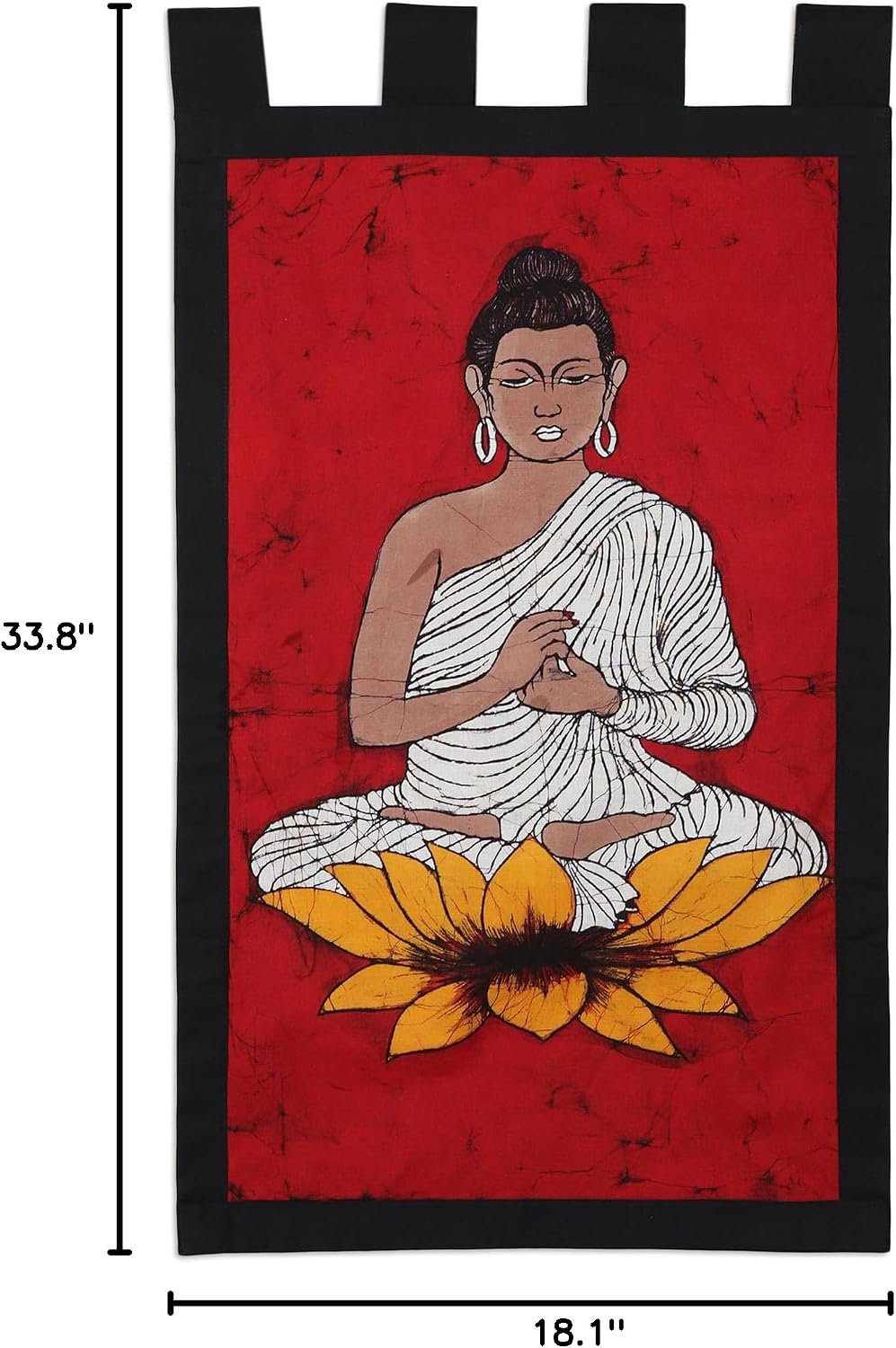 NOVICA Buddha On Red Cotton Batik Wall Hanging