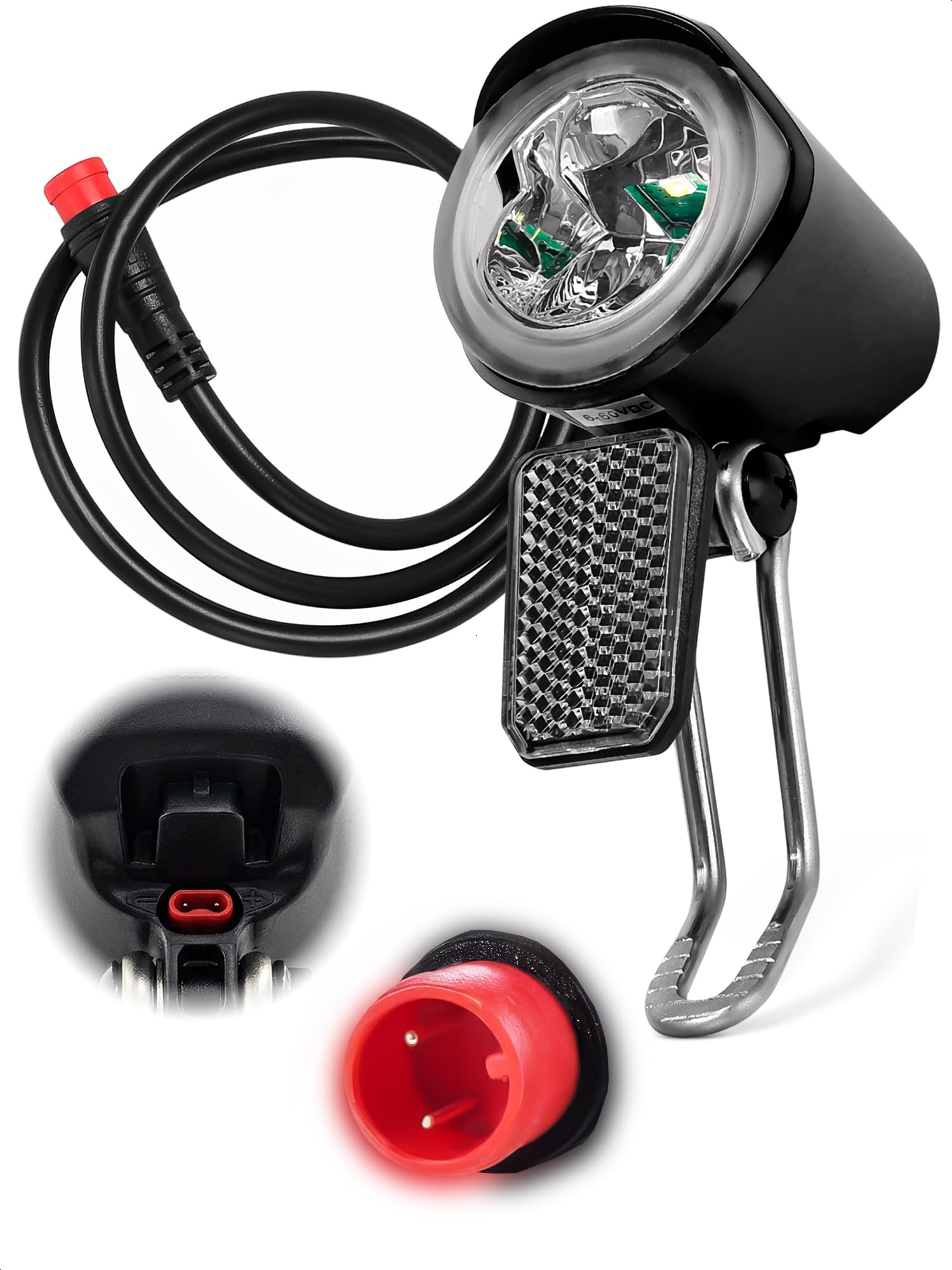 Amazon | Ebike用ヘッドライト 2ピンコネクター 6-60V - LED電球と信頼