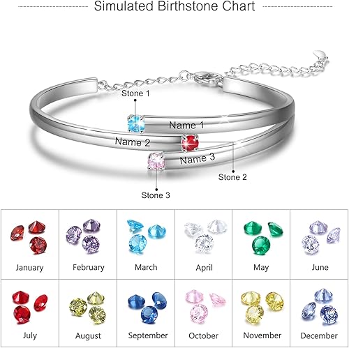 Miniatura 2 de Wendy Made Regalos para el día de la madre, pulseras de piedra natal personalizadas de 1 a 6 piedras de nacimiento, pulseras de oro para mamá e