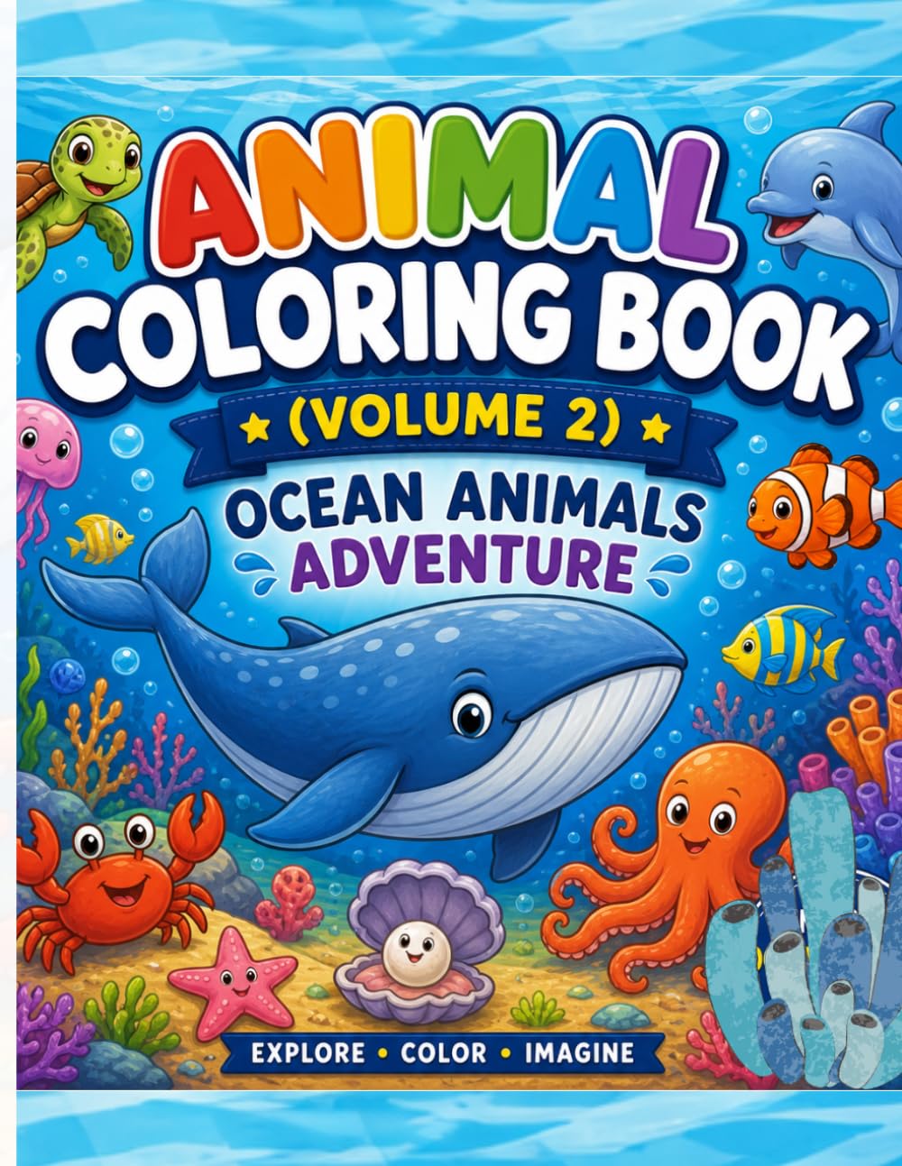 Cute Ocean Animals Coloring Book for Kids (Volume 2)