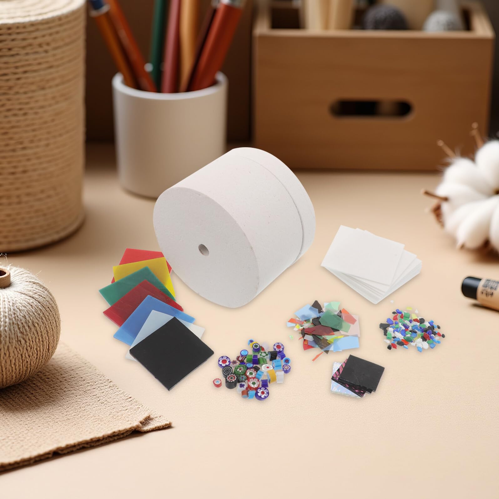Tofficu Kit Horno de Microondas para Fusión de Vidrio 6 Piezas, Mini Horno para Cerámica, Resistente y Seguro, Accesorios para Manualidades y Creación de Joyas en Casa