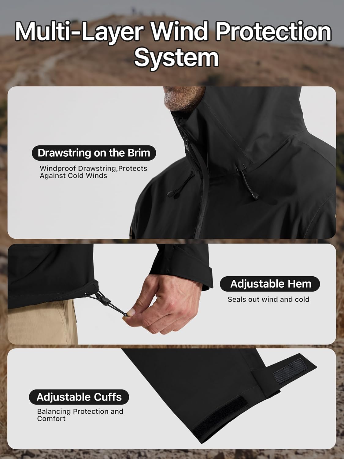 FREE SOLDIER Men's Waterproof Rain Jacket Windbreaker with Hood