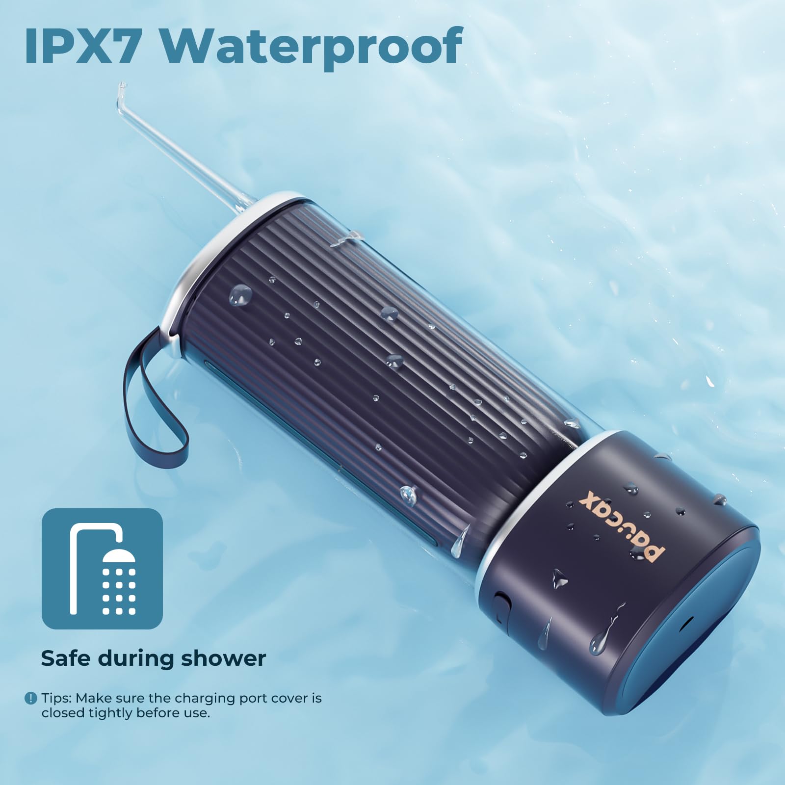 Irrigador dental de agua, irrigador bucal inalámbrico con 5 modos recargables, IPX7, impermeable, limpiador de hilo dental de viaje, limpieza profunda, púas de hilo dental