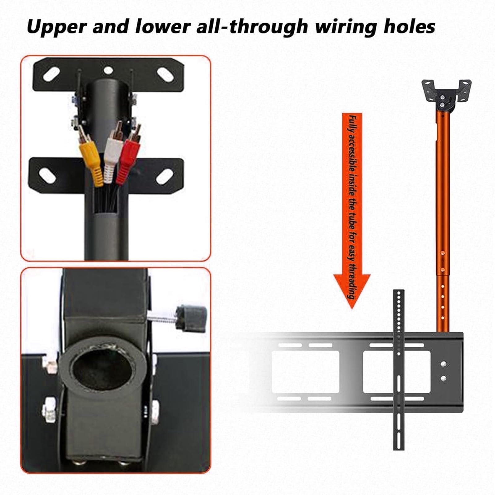 Soporte De Pared para TV - Soporte De Techo Ajustable para Televisor, Soporte De Doble Poste para Pantallas LED Grandes Y Televisores De 32 A 100 Pulgadas, Altura Ajustable