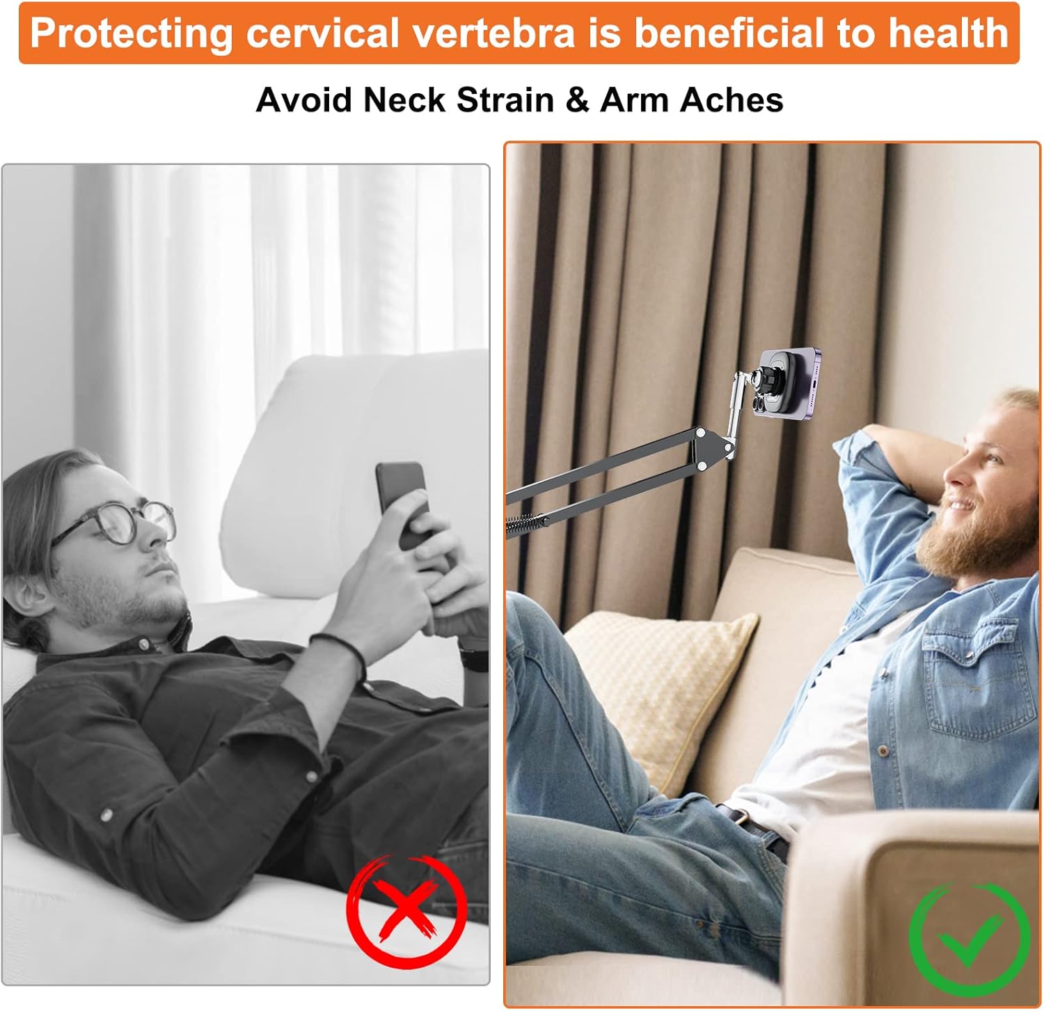 VRIG Overhead Phone Mount Stand with Magsafe, Articulating Arm Cell Phone Holder for Desk, Cell Phone Holder for Live Streams, Zoom Calls, Online Teaching, Selfies, Remote Working - Image 6