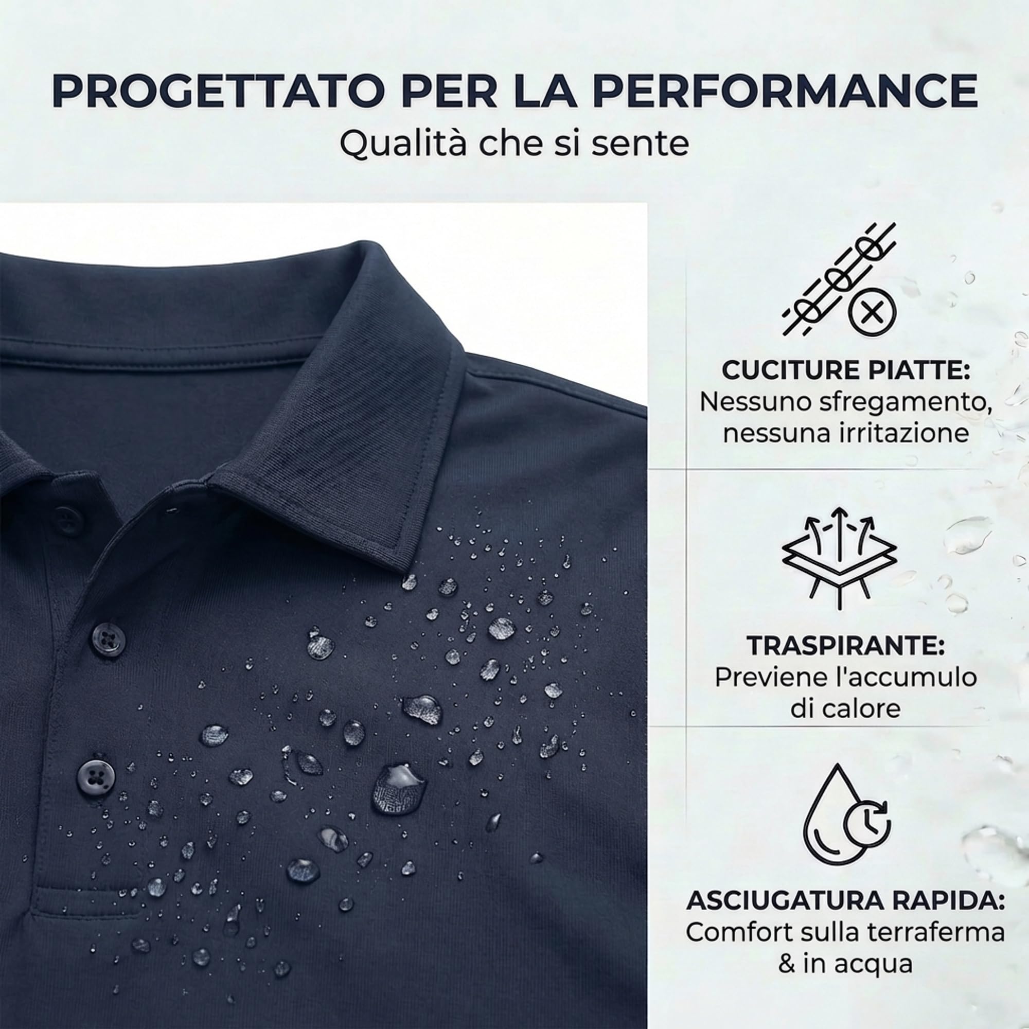 iQ-UV Langarm Polo Uomo