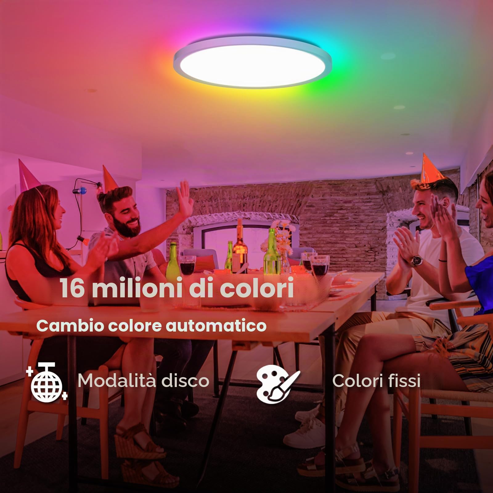 Plafoniera LED Soffitto Moderna,24W Ø30cm RGB Rotonda Lampadario Soggiorno,Dimmerabile Con Telecomando 3000-6500K Lampadario LED,adatta per Camera da letto,Soggiorno, Sala giochi