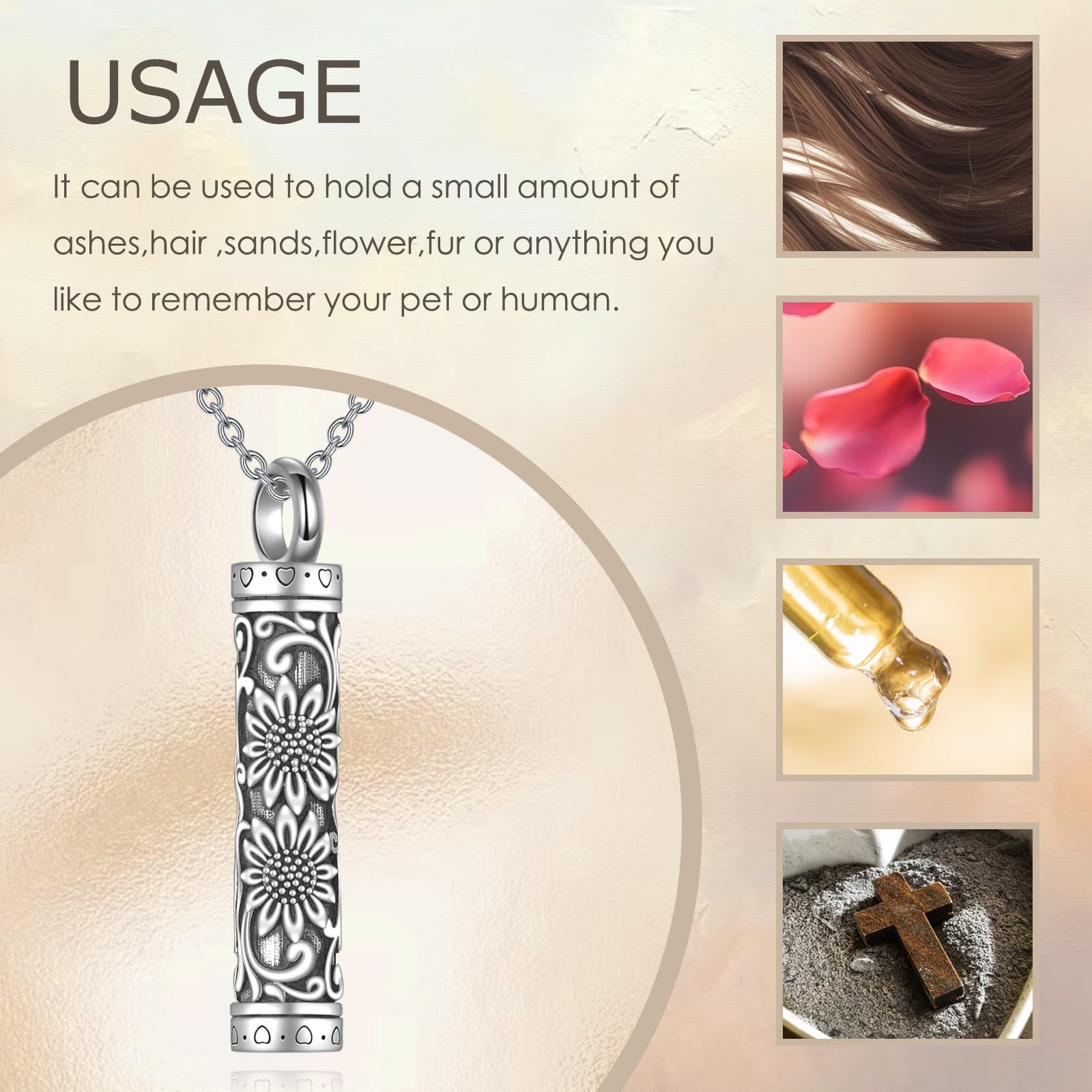 YAFEINI Collier urne funéraire tournesol pour cendres en argent sterling 925, bijou de crémation, cadeau commémoratif pour homme et femme