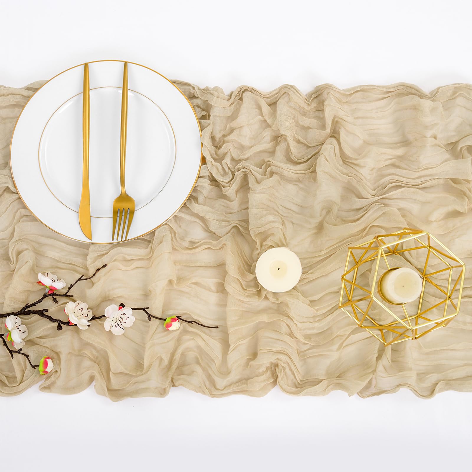 LINXTAR Chemin De Table En étamine, Ivoire, 4,3 M - Style